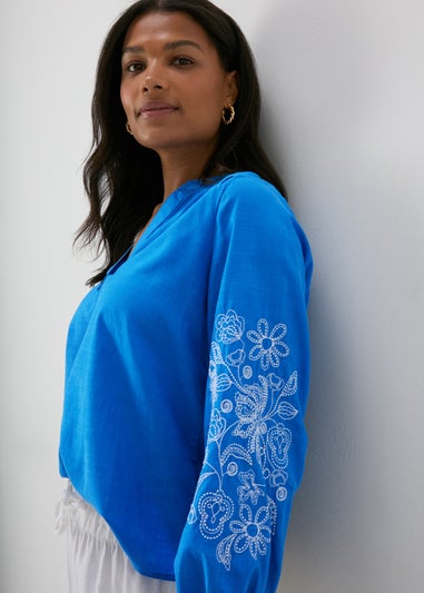 Blue Embroidered Blouse