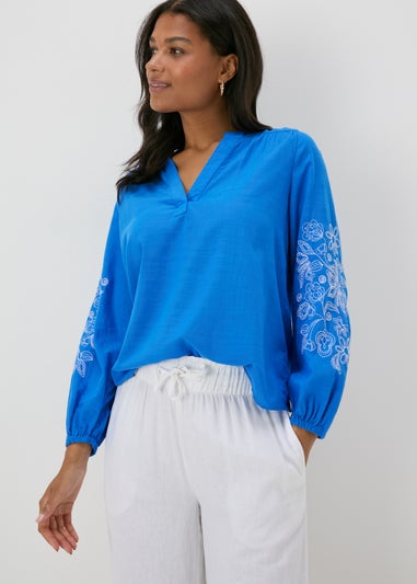 Blue Embroidered Blouse