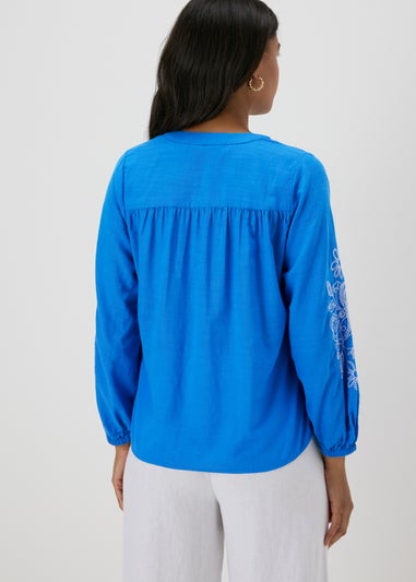 Blue Embroidered Blouse