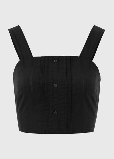 Black Square Neck Dobby Top