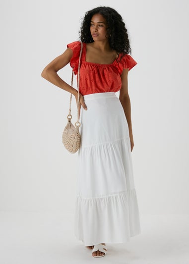 Red Broderie Ruffle Cami Top