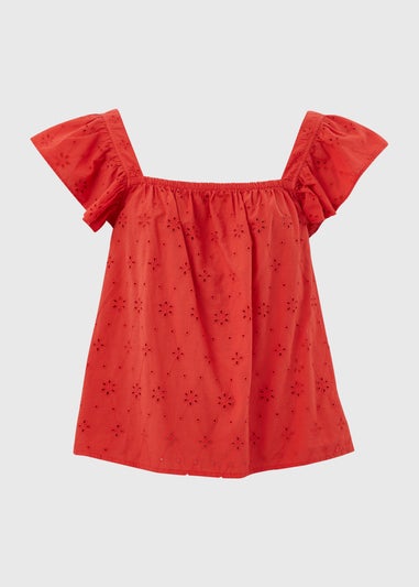 Red Broderie Ruffle Cami Top