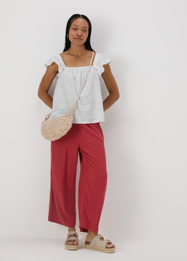 White Frilled Broderie Cami Top