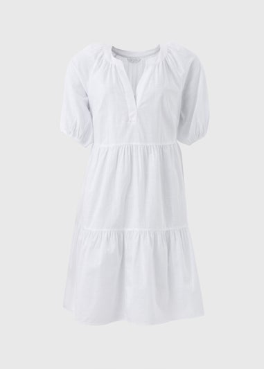 White Tiered Smock Mini Dress