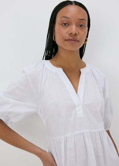 White Tiered Smock Mini Dress