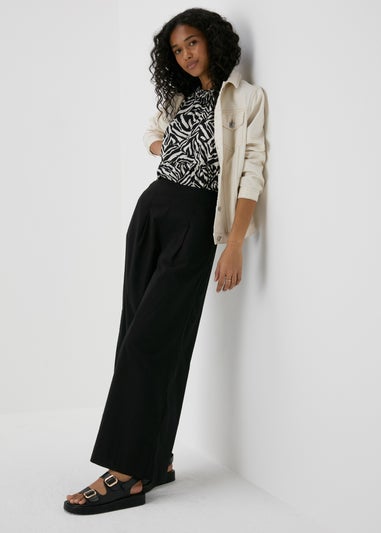 Black Pleat Front Trousers