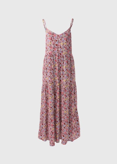 Multicolour Floral Crinkle Cami Midi Dress