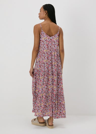 Multicolour Floral Crinkle Cami Midi Dress