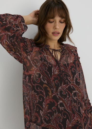 Multi Coloured Paisley Chiffon Frill Blouse