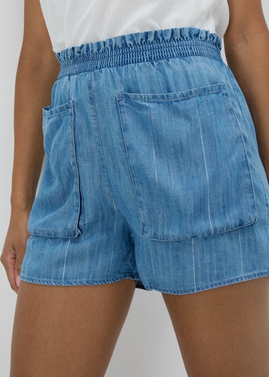 Denim Double Cloth Front Pocket Shorts