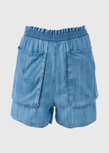 Denim Double Cloth Front Pocket Shorts