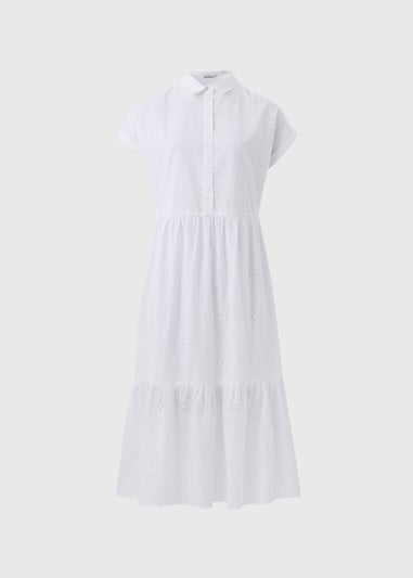 White Broderie Shirt Midi Dress