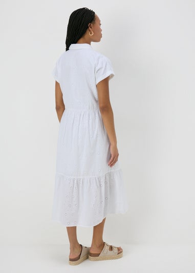 White Broderie Shirt Midi Dress