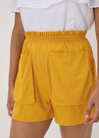 Yellow Pocket Front Shorts