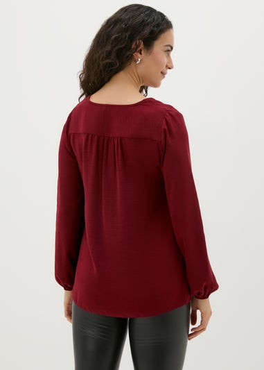 Burgundy Airflow V-Neck Blouse