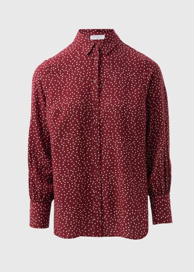 Burgundy Spot Print Shirt