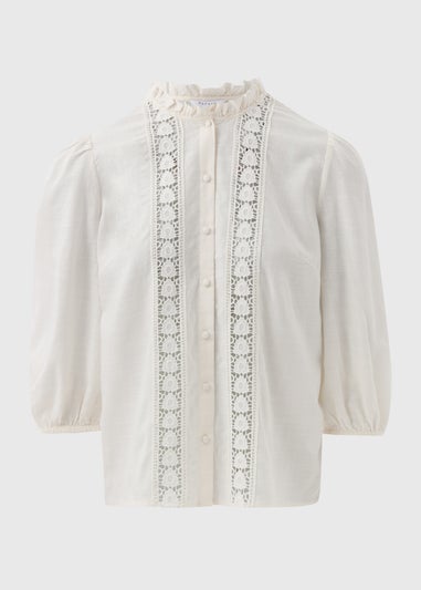 Cream High Neck Lace Blouse