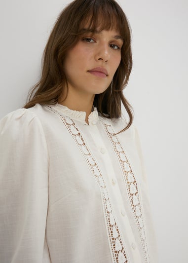 Cream High Neck Lace Blouse