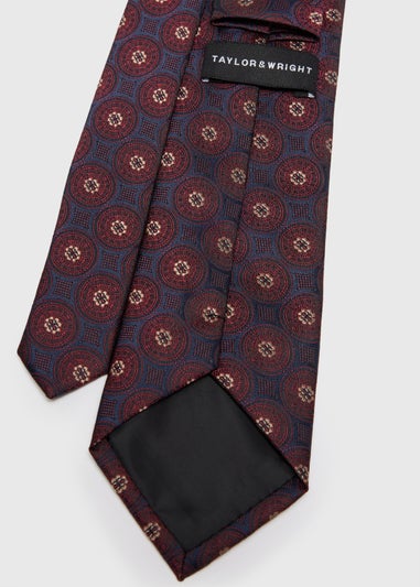 Taylor & Wright Burgundy Geometric Tie