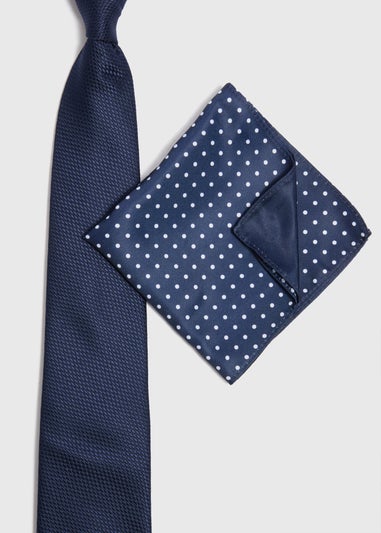 Taylor & Wright Navy Polka Dot Tie & Pocket Square