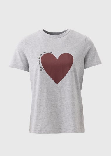 Grey Heart Graphic T-Shirt