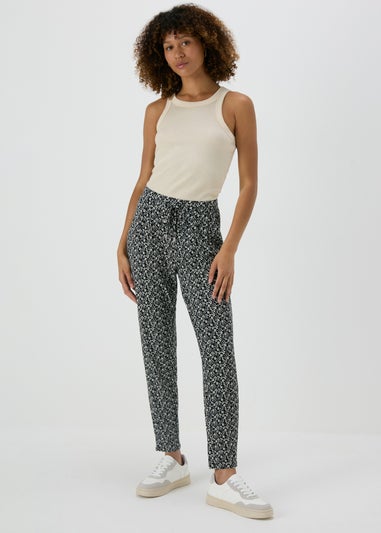 Black Printed Harem Trousers Matalan