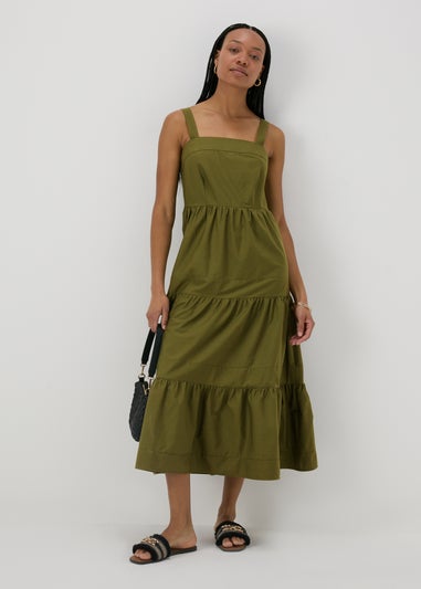 Khaki Tiered Maxi Dress