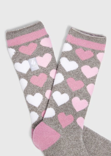 Heat Holders Grey Heart Thermal Socks