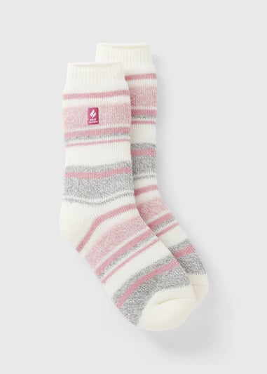 Heat Holders Cream Stripe Thermal Socks