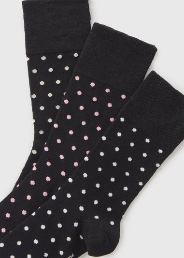 3 Pack Gentle Grip Black Spot Socks