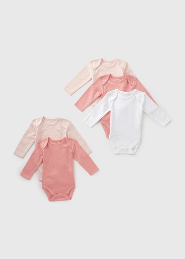 5 Pack Baby Pink Long Sleeve Bodysuits (Newborn-23mths)