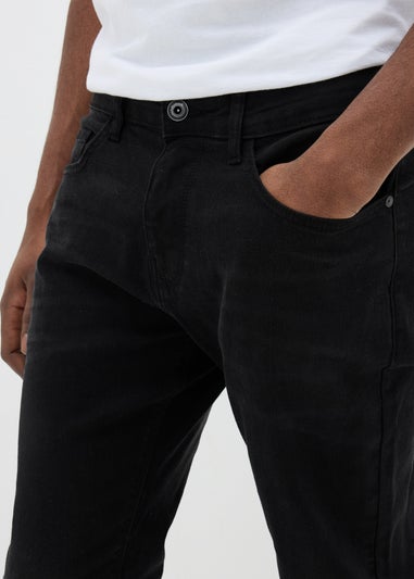 Black Washed Slim Fit Tapered Jeans