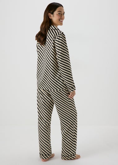 Monochrome Stripe Satin Pyjama Set