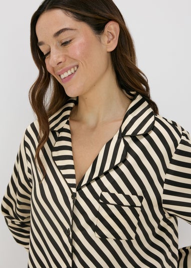 Monochrome Stripe Satin Pyjama Set