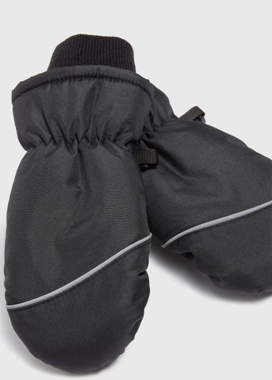 Girls Black Ski Mittens (3-13yrs)