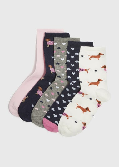 5 Pack Multicolour Dog Socks