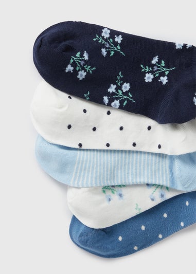 5 Pack Blue Floral Socks