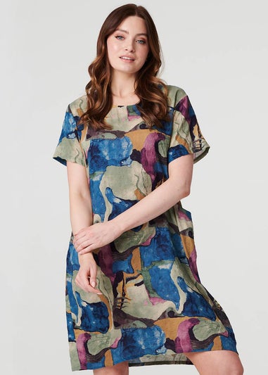 Izabel London Blue Printed Relaxed Short Dress