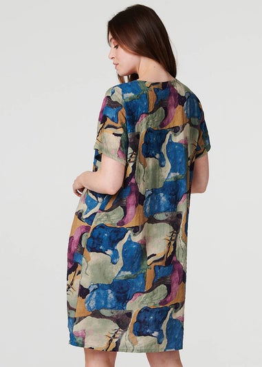 Izabel London Blue Printed Relaxed Short Dress