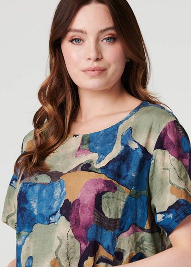 Izabel London Blue Printed Relaxed Short Dress