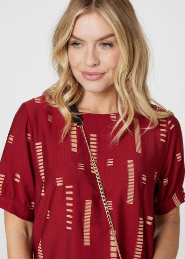 Izabel London Red Printed 1/2 Sleeve Blouse