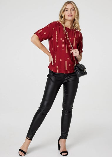 Izabel London Red Printed 1/2 Sleeve Blouse