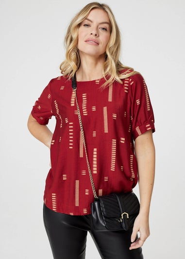 Izabel London Red Printed 1/2 Sleeve Blouse