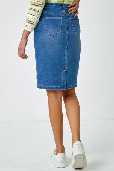 Roman Denim Cotton Denim Stretch Skirt