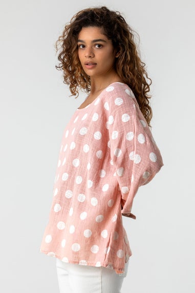 Roman Light Pink Spot Print Top