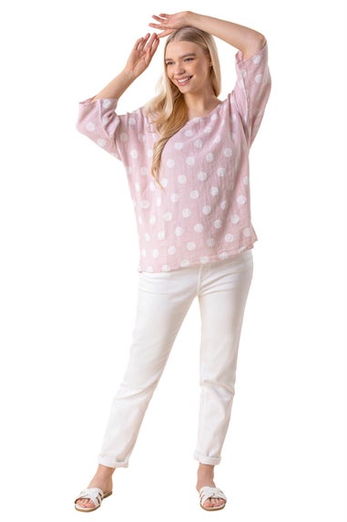 Roman Light Pink Spot Print Top