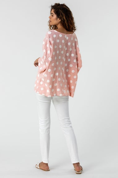 Roman Light Pink Spot Print Top