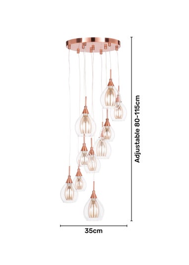 BHS Carmella 10 Light Cluster Copper (Adjustable 80-115cm x 35cm)