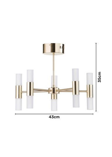 BHS Lois 10 Light Semi Flush LED Satin Brass (35cm x 43cm)