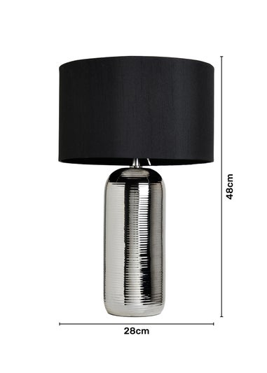 BHS Cylinder Textured Table Lamp Silver (48cm x 28cm)